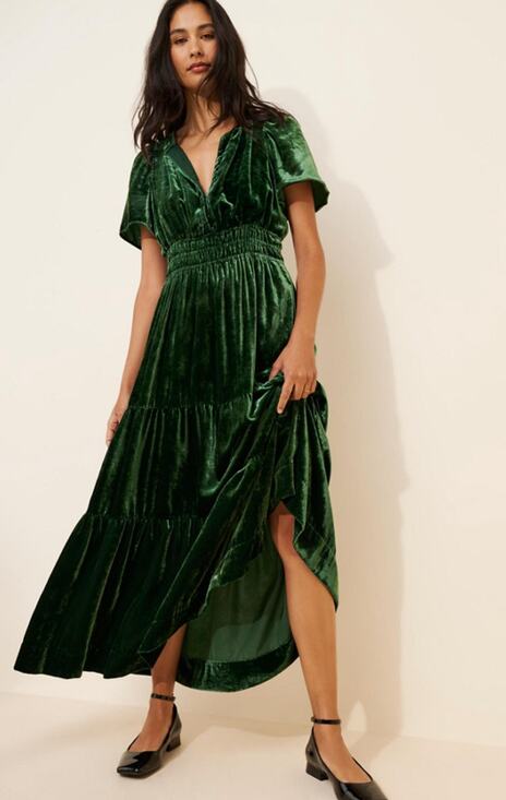 Anthropologie Dresses & Skirts - ANTHROPOLOGIE The Somerset Maxi Dress in Green Velvet Size Small Petite